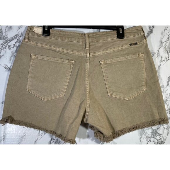 KanCan Womens High Rise Curvy Shorts Size 31 Frayed Hem Khaki - Picture 2 of 6